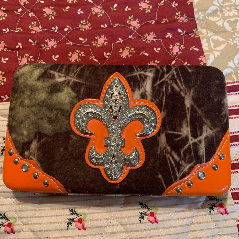 Camo and orange wallet